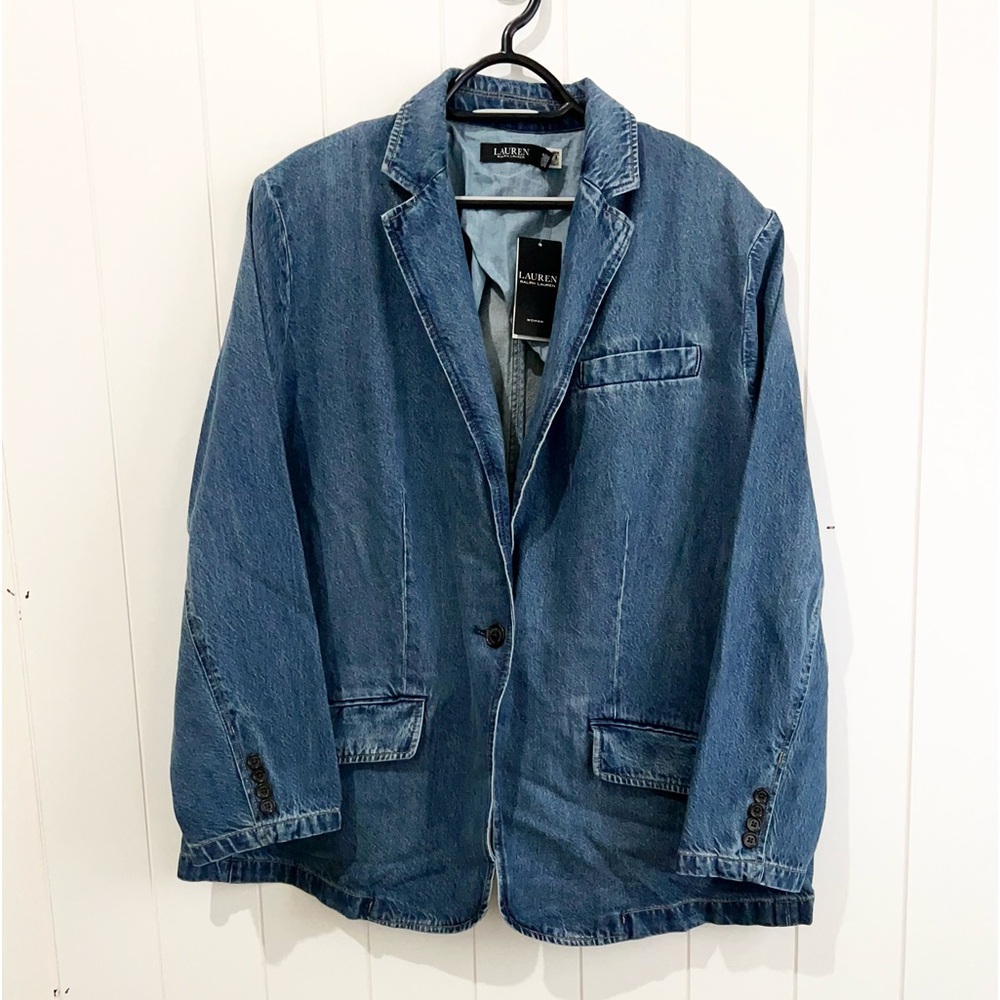 Lauren Ralph Lauren NWT Black Label City Blue Denim Blazer Jacket size 20W blue